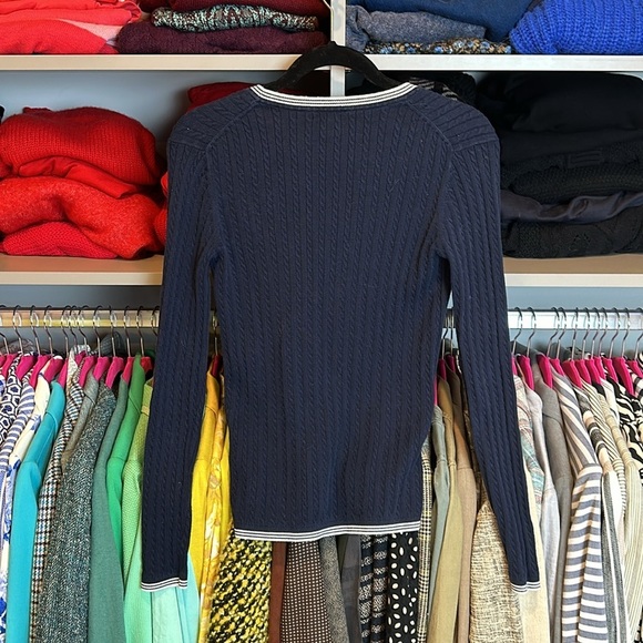 Tommy Hilfiger navy with white trim long sleeve crew neck sweater size S - Picture 3 of 3